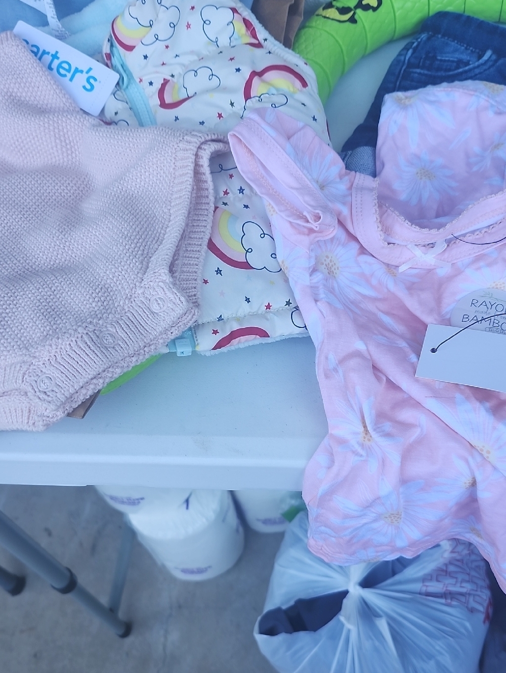 Carter's Pink Daisy Short-Sleeve Pajama Set with Rainbow Cloud Sleeper